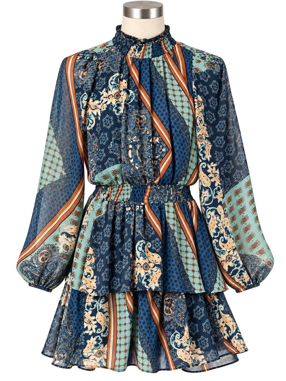 Laundry by Shelli Segal Paisley Chiffon Tiered Dress - Size 4 - Boho